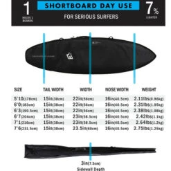 DT2.0 Shortboard Day Use Cover | Creatures Of Leisure | Medium To High Protection -FCS Shop Buy Creatures of Leisure Surfboard Shortboard Cover DT2.0 Online Australia Surf Shop Dimensions 17209.1613389908