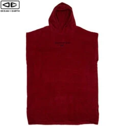 Ocean And Earth | Priority Lightweight Mens Hooded Towel Poncho | Blood Red | Guys Surf Poncho