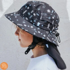 Plow Surf Co. | Elation The Label X Plow Surf Hat | Surfing Hat | Beach + Water Activity Headwear | -FCS Shop Buy Plow Surf Co Elation Surfing Hat With Chin Strap Side 21765.1690958632