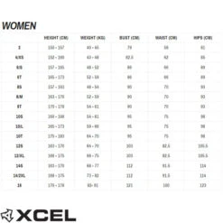 XCEL Womens Comp 3:2mm Steamer Surfing Wetsuit | Chest Zip | Ladies Full Wetsuit | Flexible, Light And Soft 9 XCEL Womens Comp 3:2mm Steamer Surfing Wetsuit | Chest Zip | Ladies Full Wetsuit | Flexible, Light And Soft -FCS Shop Buy XCEL Womens Wetsuit Online Australia Size Chart 58033.1683336031