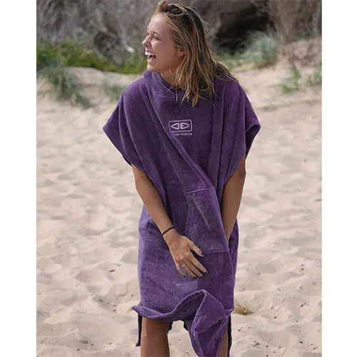Ladies Violet Hooded Beach Towel Surf Poncho | Womens | Ocean And Earth 4 Ladies Violet Hooded Beach Towel Surf Poncho | Womens | Ocean And Earth - Image 2
