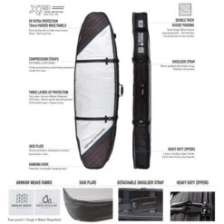 Quad Coffin Shortboard Travel Cover | 1 To 5 Surfboards | Board Bag | Surfing Travel Essentials -FCS Shop Quad Coffin Surfboard Travel Cover Ocean and Earth Surfboard Covers Features 85760.1523843629